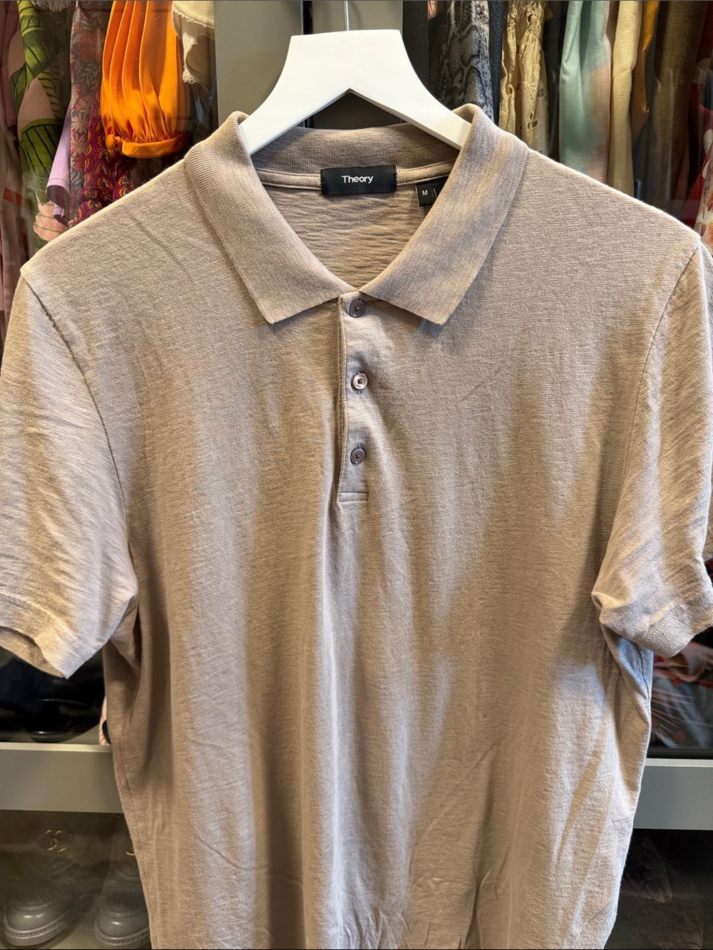 Theory Men’s Polo Shirt in Taupe Beige
